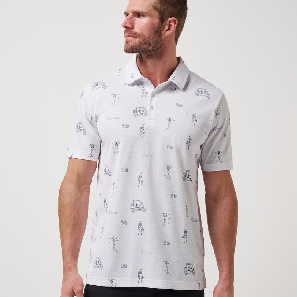 Men's White Graphic Polo Shirt